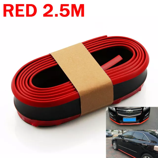 Universal Rubber Car Front Bumper Lip Skirt Protector Body Spoiler Splitter 2.5M