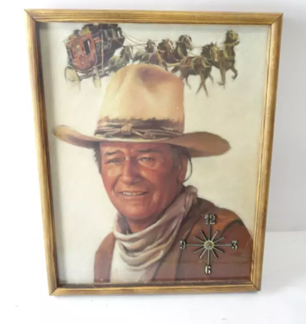 John Wayne Framed Portrait Art / Clock (missing clock hand)