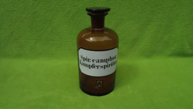 Alte Apothekerflasche originales Etikett Braunglas mit Stopfen 21 cm