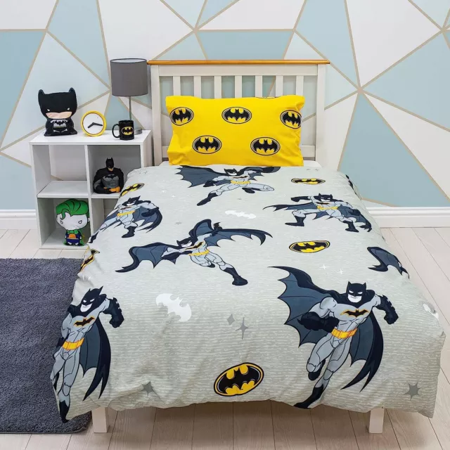 Official Batman Logo Single Duvet Cover Reversible Bedding Set DC Comics