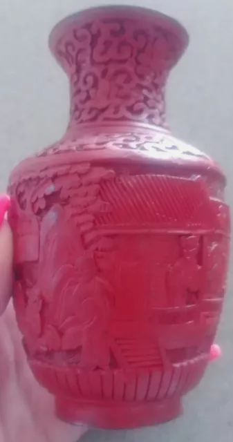 Antique Chinese Cinnabar Lacquer Vase