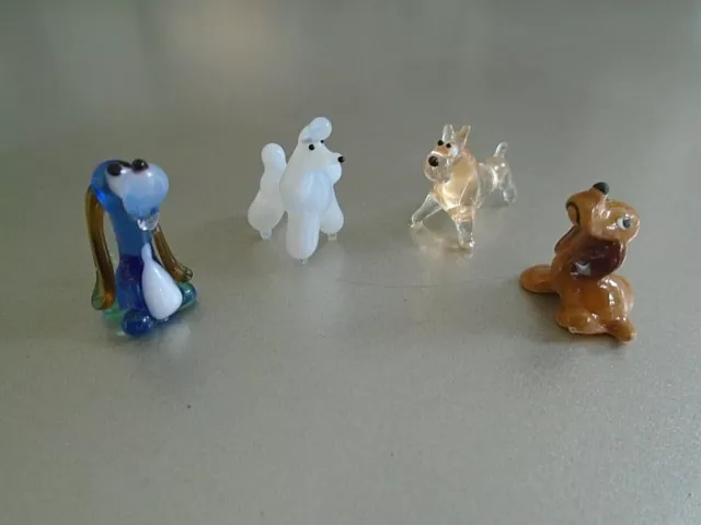 Miniature Blown Glass Porcelain Dogs Boxer Poodle Basset Hound