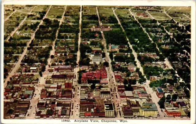 Cheyenne, Wyoming Postcard (1929) Airplane View