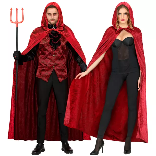 Mantello Con Cappuccio In Velluto Accessori Travestimento Carnevale Halloween
