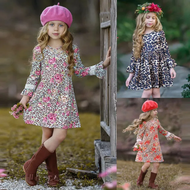 Toddler Newborn Baby Girl Floral Romper Long Sleeve Dress Set Outfit Clothes