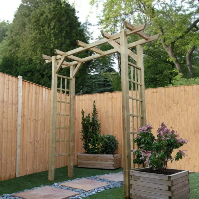 Waltons Flat Top Arch Wooden Pressure Treated Trellis Side Garden Archway