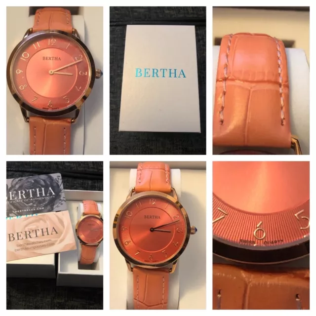 WOMAN LADIES WATCH Bertha Abby Swiss Movement Watch Coral Dial NEW