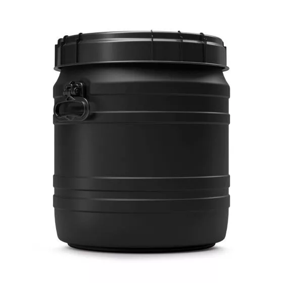 Curtec 55 Liter/14.5 Gallon Plastic CurTec UV Safe Drum - Black, UN Rated,