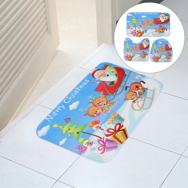 Weihnachts-Toilettensitz Duschvorhang-Sets Winterdecke Blue Polyester