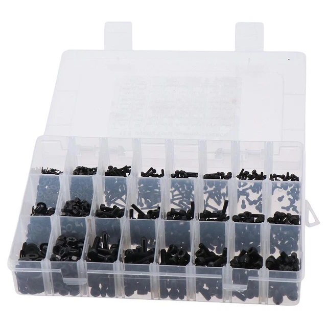 1290PCS M2 M3 M4 Metric Bolt Assortment Black Nuts and Bolts Kit