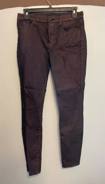 7 For All Mankind Womens Size 28 Burgundy Red  Shimmer Stretch Velvet Pants