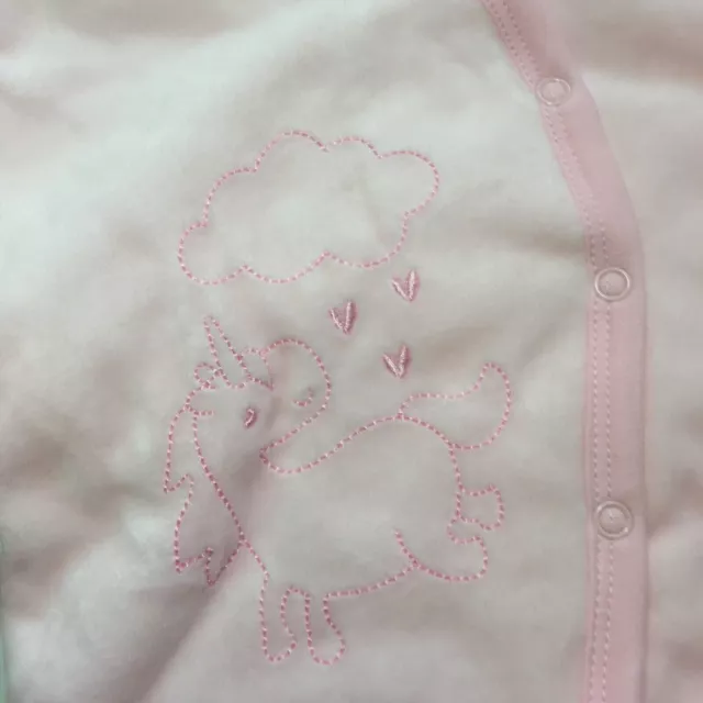 Baby Girl padded pram suit coat All in One velour pink unicorn 3- 6  Months 3