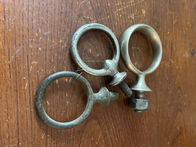 Antique vintage lot of 3 brass large loop parts