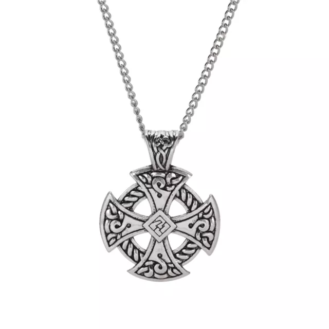 Cross Pendant Viking Shield Necklace Celtic Knot Christian Druid Jewelry Gift