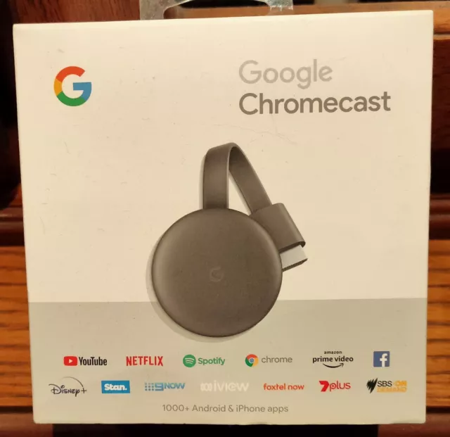 Google Chromecast (3rd Generation) HDMI Media Streamer Genuine New Charcoal