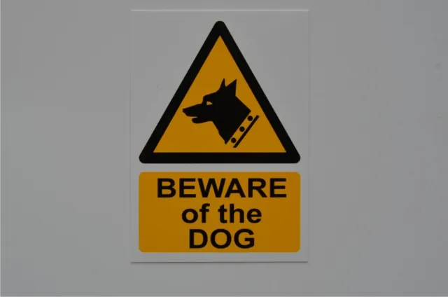 BEWARE OF THE DOG A4 self-adhesive backed sticker security guard dog safety pet