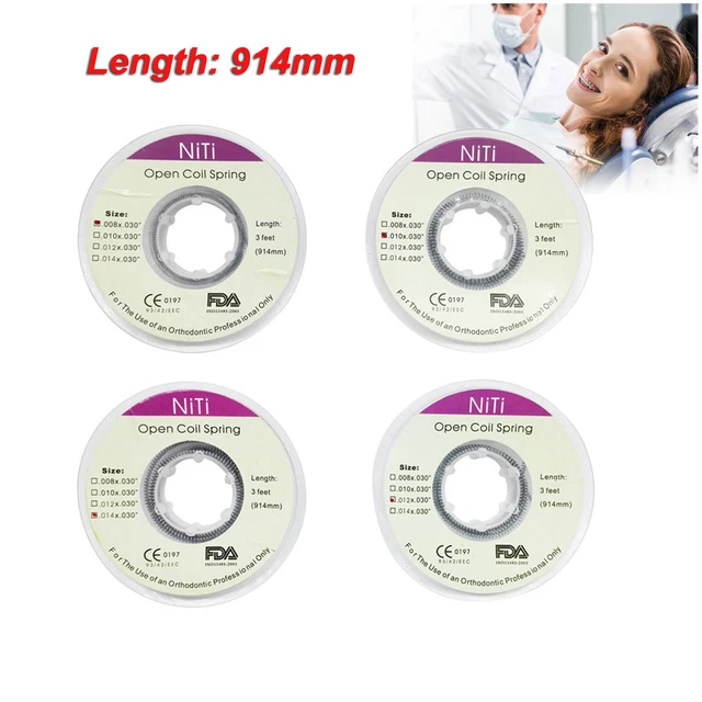 Dental Orthodontic Niti Open Coil Spring Spool .008/010/012/014 Inch 914mm