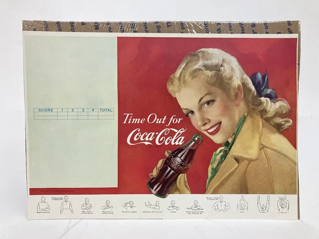 1948 Vintage COCA-COLA 2 Sided Book Cover Football Scorecard Program NOS