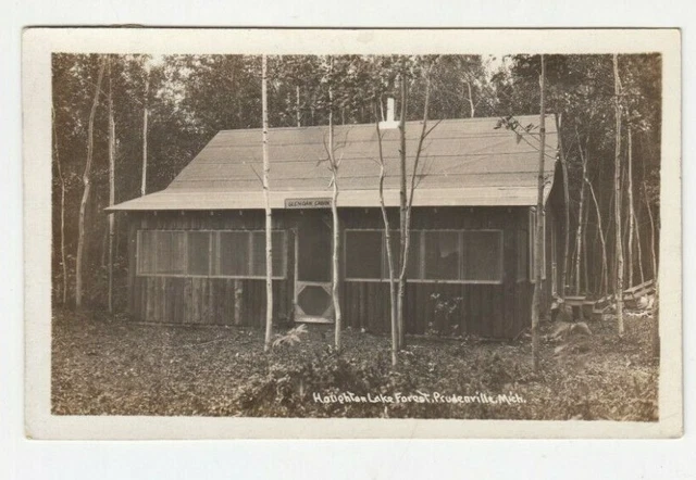 Vintage Postcard Houghton Lake, Michigan, Early RPPC, - Glenoak Cabin - Deer Pgh