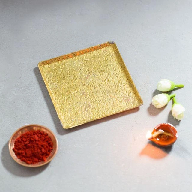 Isha Life Decorative Brass Plate for Devi Gudi Designed Offering Plate