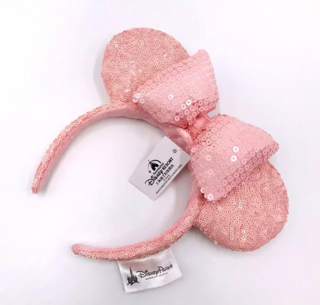 Minnie Ears Disney Parks Bow Rare Gift Millennial Pink New Sequins Headband