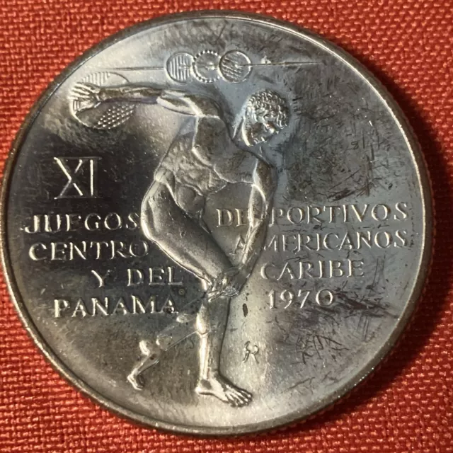 1970 PANAMA Sterling Silver 5 Balboas XI Central American Games--- 1.0617 ASW