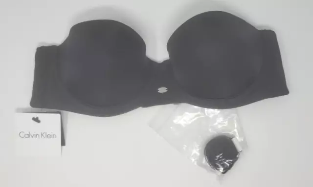 Calvin Klein Naked Glamour Black Strapless Push Up Bra, Choose your size