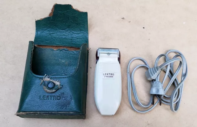 Rare Vintage Lektro 3-Header Electric Shaving Razor Barber Shop Collectible