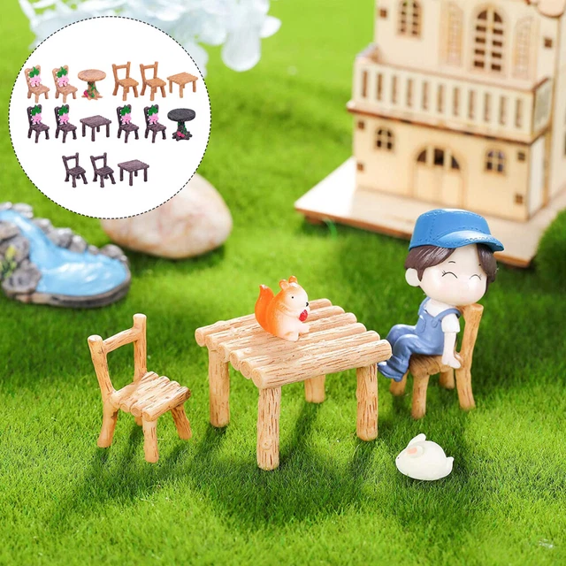 5 juegos de adornos de mesa y silla figuras estatua decoración mecedora