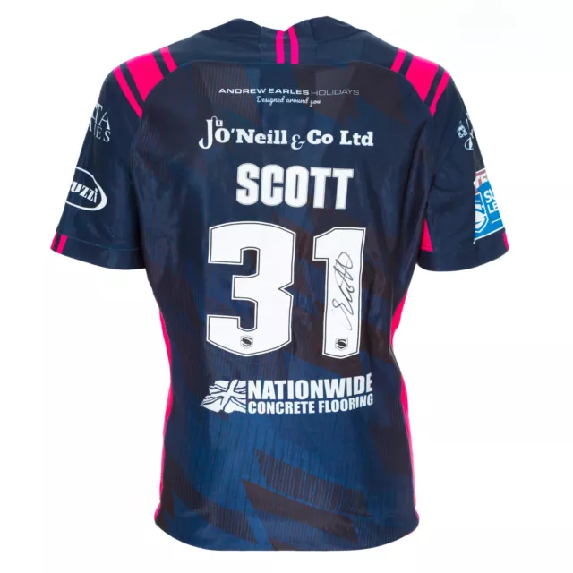 Signed Hull FC Match Worn Players Shirt Cam Scott 2020 Rugby Super League