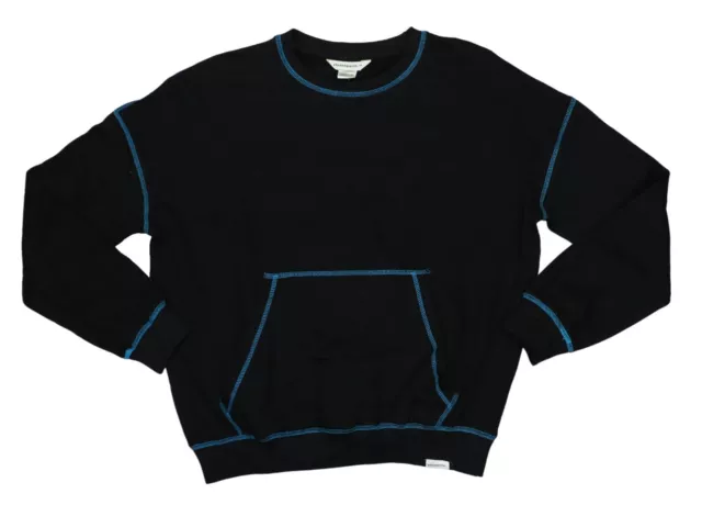 Eleven Paris Contrast Seams Crew Neck Pullover Men's Sweatshirt NWT Black/Blue