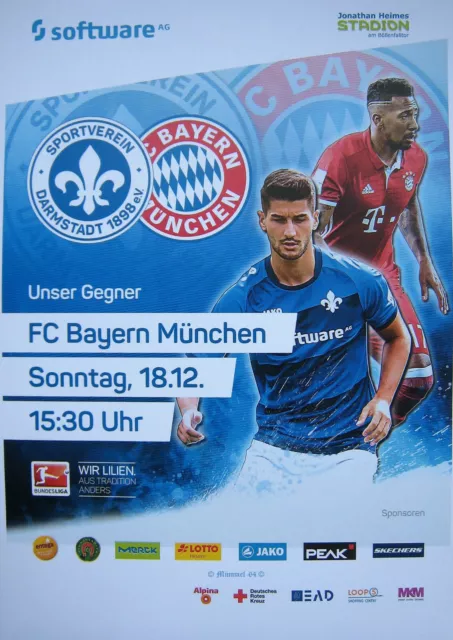1. Bundesliga Poster Plakat Saison 2016/17 SV Darmstadt 98 - FC Bayern München *