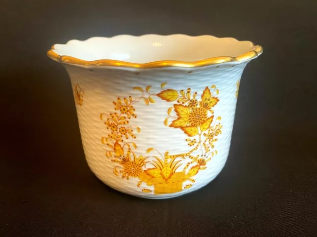 Herend Porcelain Handpainted Indian Basket Yellow Cachepot 7302/Fj