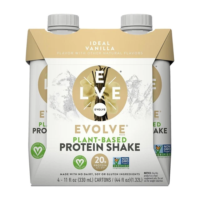 Evolve Ideal Vanilla Protein Shakes - Case of 3 411 OZ