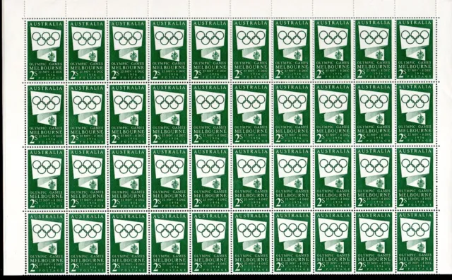 1955 **MUH**Melbourne OLYMPIC GAMES 2/- GREEN - FULL SHEET of 80 MARKETING ISSUE