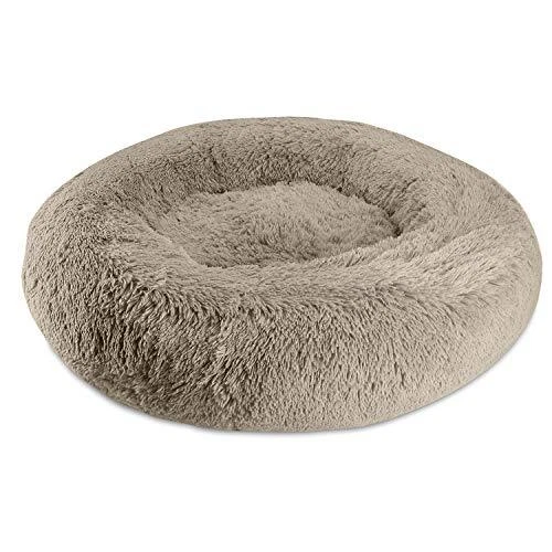 Donut Round Pet Dog Bed - Memory Foam - Calming Reduce Anxiety - Shaggy Vegan...