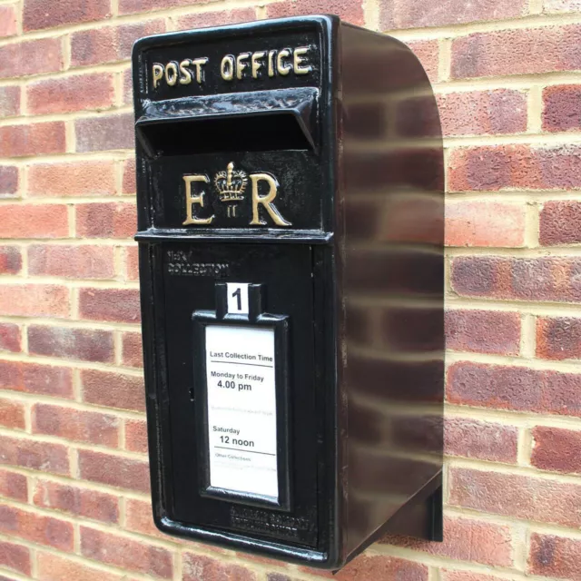 Royal Mail Post Box ER Vintage Cast Iron Wall Mounted Lockable 2 Keys & bracket