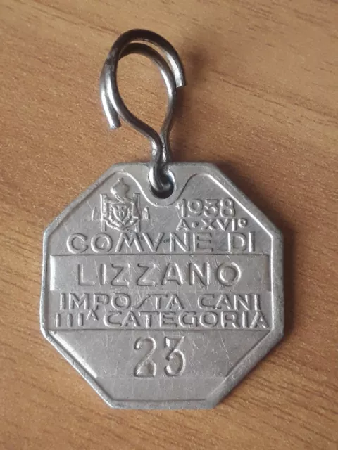 Medaglia Tassa Imposta Cani Iii Categoria Comune Di Lizzano 1938 Prov.di Taranto