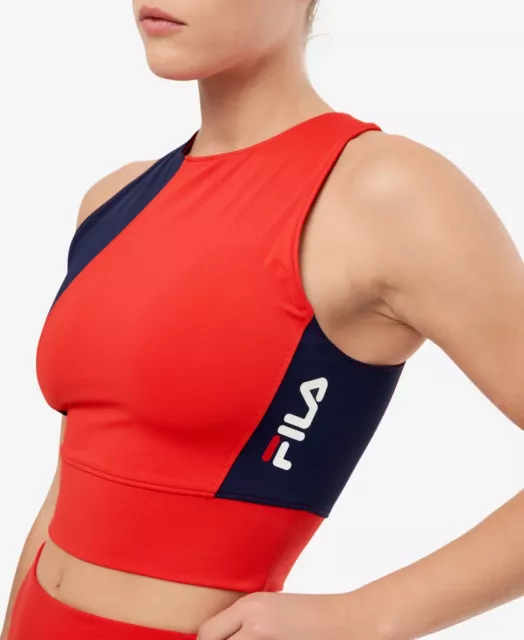 Fila Women's Millie Colorblocked Racerback Cropped Tank Top Red/Navy Size Small