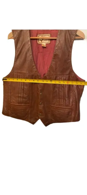 Vintage Attica Of California Men's Leather Vest Brown 1970's Size 44 Rare Boho