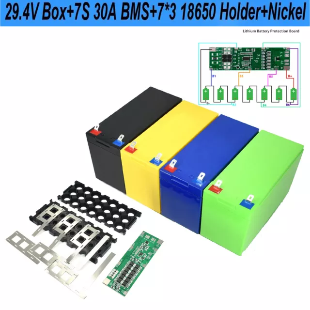 Contenitore batteria 29,4 V 18650 supporto 7S3P bilancia 30 A nichel per saldatura BMS