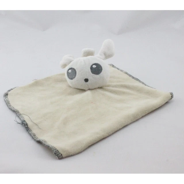 Doudou plat lapin blanc beige gris - 19586