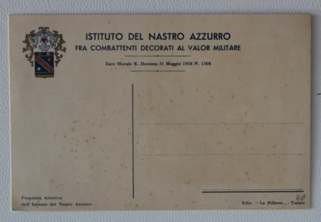 Anni 20 del 1900 Cartolina ISTITUTO NASTRO AZZURRO+FASCIO LITTORIO+nuova-F139
