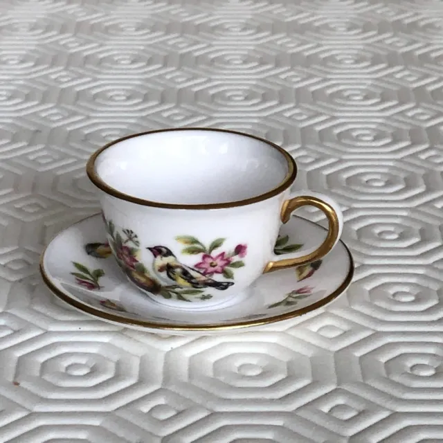 Spode Miniature China Tea Cup and Saucer, Birds