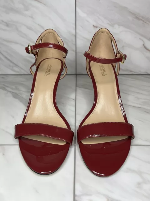 New Open Box - Michael Kors Simone Mid Sandal Mulberry Patent Heel - Us 8 1/2