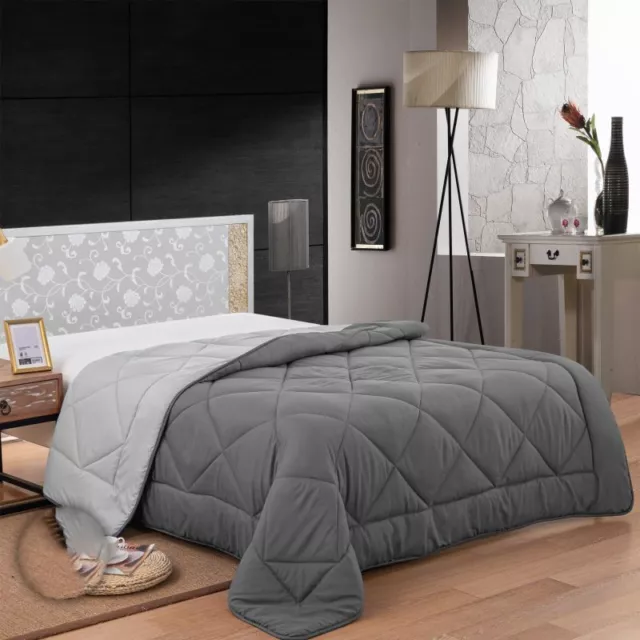 Couette En Microfibre Bicolore 240x200cm gris Herzberg HG2420BCO-GREY