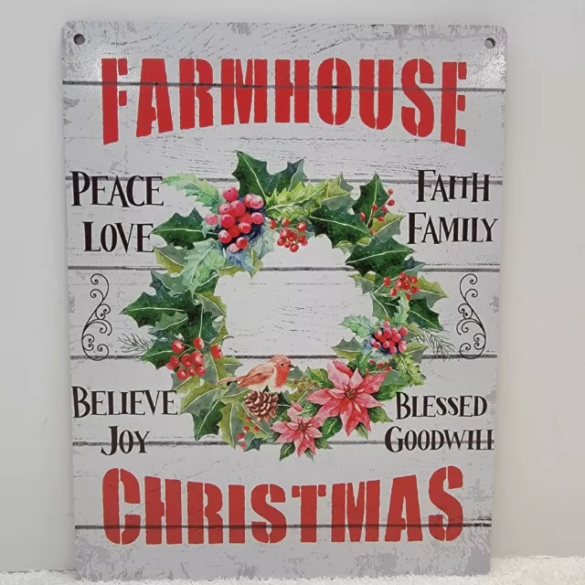 FARMHOUSE CHRISTMAS Printed Wall Sign PEACE LOVE FAITH FAMILY JOY BLESSED Decor