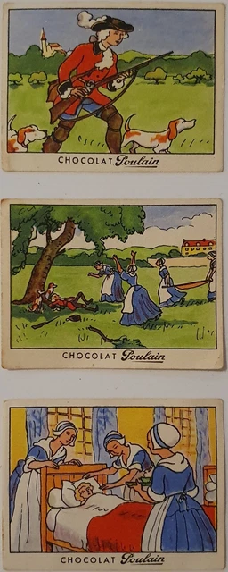 Lot de 3 images Chocolat Poulain "Les belles Chansons de France"