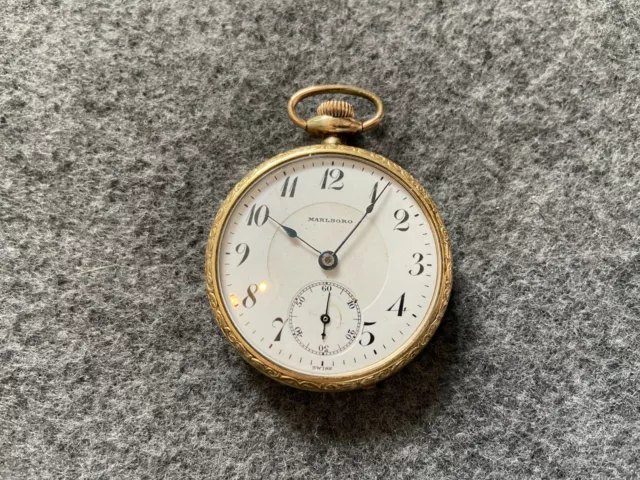 Vintage Swiss Made Marlboro Mechanical Wind Up Pocket Watch