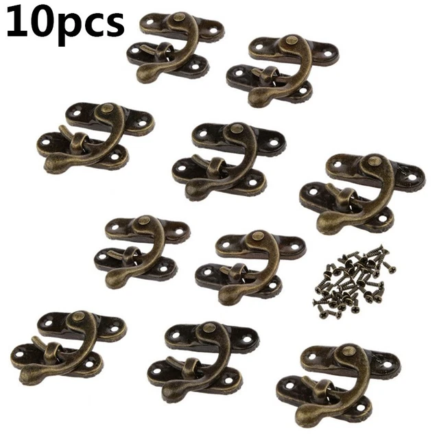 Antique Bronze Wood Box Latch Clasp Lock with Fixing Screw 10 Pack Right Hook